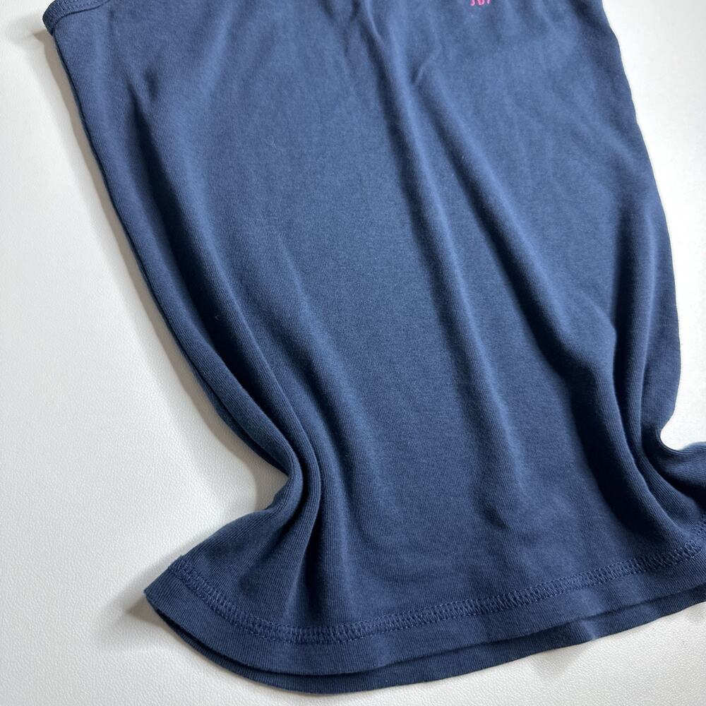 Vintage Abercrombie & Fitch Blue Tank Top Womens Medium Pink Moose Logo Y2K - Picture 6 of 9